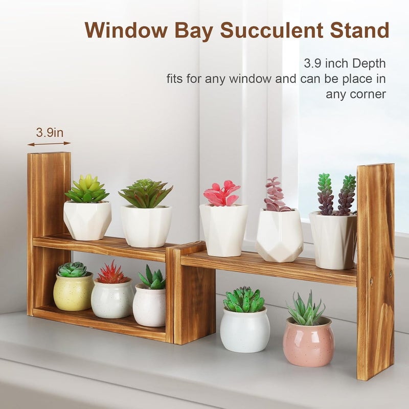 OcBuct 5 Tiered Small Window Plant Shelf,Wooden Desktop Plant Stand Indoor ,Table Top Plants Shelves,Window Sill Shelf for Plants Lovers,Succulent, Countertop Plant Rack Holder - Image 4